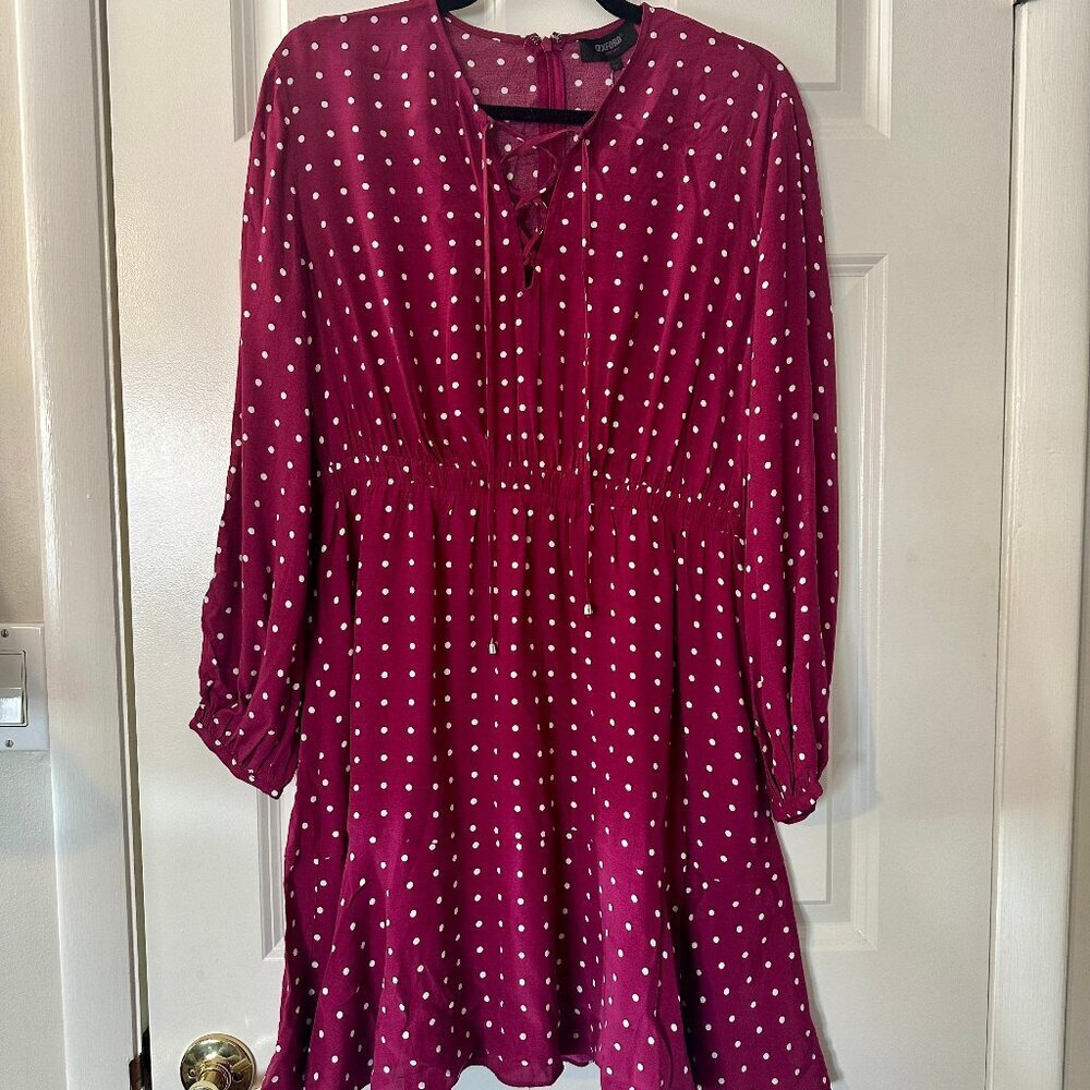 Raspberry & White Polka Dot Dress (US Size 6), NWT